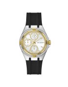 GUESS Дамски часовник GW0879L1 - 39 мм - силиконова каишка - черно/златисто - кварцов механизъм - водоустойчив на 3 ATM