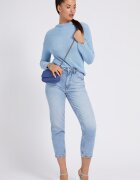 GUESS Дънки Mom-Fit над глезена със захабен ефект Лавандула