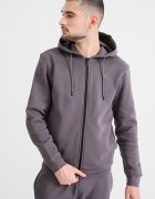 GUESS Фитнес худи с цип Сиво-бежов