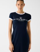 GUESS Фитнес рокля с къси ръкави и лого Тъмносин/Бял