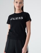GUESS Фитнес тениска с лого Бял/Черен