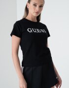 GUESS Фитнес тениска с лого Бял/Черен
