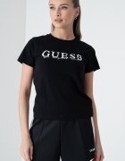 GUESS Фитнес тениска с лого Бял/Черен