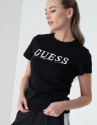 GUESS Фитнес тениска с лого Бял/Черен
