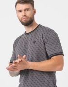 GUESS Фитнес тениска с монограм Черен/Tъмносив