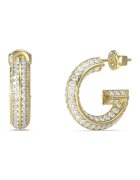 GUESS G-образни обеци-халки от неръждаема стомана с кристали