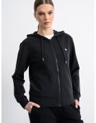 GUESS Худи с модал с цип и лого - Черен