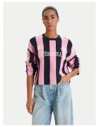 GUESS JEANS Дамски пуловер - на райета - тъмносин/розов - вискоза/полиестер