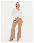 GUESS JEANS Дамски пуловер - V-образно деколте - контрастни райета - - органичен памук