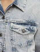 GUESS JEANS Дамско дънково яке светлосиньо овърсайз памук