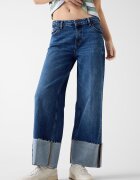 GUESS JEANS Дънки с ниска талия и навити маншети Тъмносин