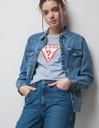 GUESS JEANS Дънкова риза с джобове с капаче
