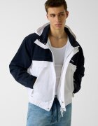 GUESS JEANS Двуцветно яке с качулка Бял/Ултрамарин синьо