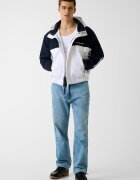 GUESS JEANS Двуцветно яке с качулка Бял/Ултрамарин синьо