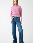 GUESS JEANS Къс памучен пуловер Розово