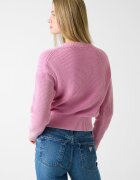 GUESS JEANS Къс памучен пуловер Розово