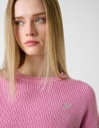 GUESS JEANS Къс памучен пуловер Розово