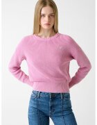 GUESS JEANS Къс памучен пуловер - Розово