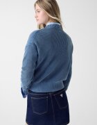 GUESS JEANS Къс памучен пуловер Тъмносин