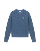 GUESS JEANS Къс памучен пуловер Тъмносин