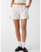 GUESS JEANS Раиран къс панталон с връзки - Бял/Лавандула