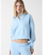 GUESS JEANS Къс суитшърт с яка - Ледено синьо