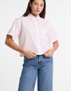 GUESS JEANS Къса риза с райе Бял/Бледо розово
