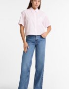 GUESS JEANS Къса риза с райе Бял/Бледо розово