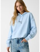 GUESS JEANS Късо худи с бродирано лого - Светлосин