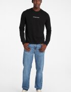 GUESS JEANS Памучна блуза с бродирано лого Черен