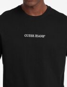 GUESS JEANS Памучна блуза с бродирано лого Черен