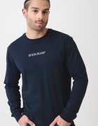 GUESS JEANS Памучна блуза с бродирано лого Тъмносин