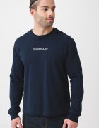 GUESS JEANS Памучна блуза с бродирано лого Тъмносин