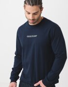 GUESS JEANS Памучна блуза с бродирано лого Тъмносин