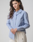 GUESS JEANS Памучна риза с класическа яка Светлосин