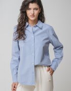 GUESS JEANS Памучна риза с класическа яка Светлосин