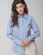 GUESS JEANS Памучна риза с класическа яка Светлосин