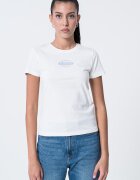 GUESS JEANS Памучна тениска с овално деколте Бял