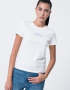 GUESS JEANS Памучна тениска с овално деколте Бял