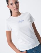 GUESS JEANS Памучна тениска с овално деколте Бял