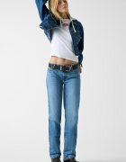 GUESS JEANS Прави дънки с миди талия Светлосин