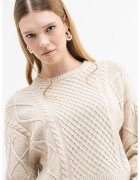 GUESS JEANS Пуловер с вълна с плетка осморка