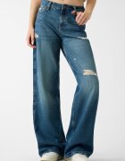 GUESS JEANS Широки дънки с релеф Син