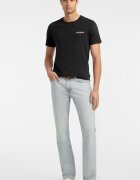 GUESS JEANS Слим тениска с овално деколте Червен/Бял/Черен