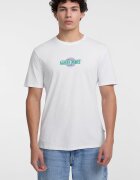 GUESS JEANS Стандартна тениска с овално деколте Бял/Лилав/Персийско зелено