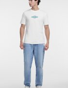 GUESS JEANS Стандартна тениска с овално деколте Бял/Лилав/Персийско зелено