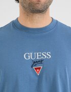 GUESS JEANS Свободна тениска от памук с бродирано лого Бял/Прашно синьо