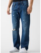 GUESS JEANS Свободни дънки с протрити зони - Тъмносин