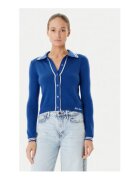 GUESS JEANS Тънко плетена жилетка с копчета и контрастни райета