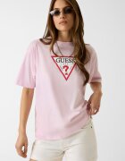 GUESS JEANS Тениска с овално деколте Червен/Черен/Светлорозов